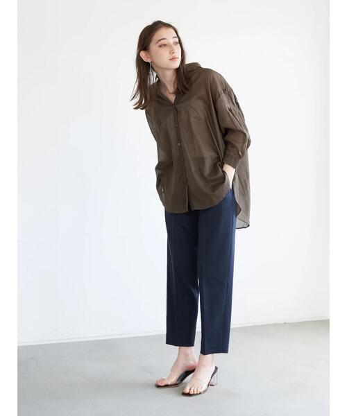 Editt by YECCA VECCA(エディットバイイェッカヴェッカ)の「バックシャーリングシアーシャツ(シャツ/ブラウス・レディース・ホワイト/ライトグレー/イエロー/カーキ・FREE)」の16枚目の写真