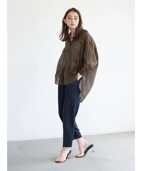 Editt by YECCA VECCA(エディットバイイェッカヴェッカ)の「バックシャーリングシアーシャツ(シャツ/ブラウス・レディース・ホワイト/ライトグレー/イエロー/カーキ・FREE)」の18枚目の写真