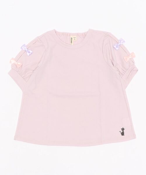 nino（ニノ）の「袖リボン　半袖Tシャツ（Tシャツ/カットソー・キッズ・レッド/オフホワイト/ブラック/ベビーピンク/クリーム・130cm/140cm/150cm）」の5枚目の写真