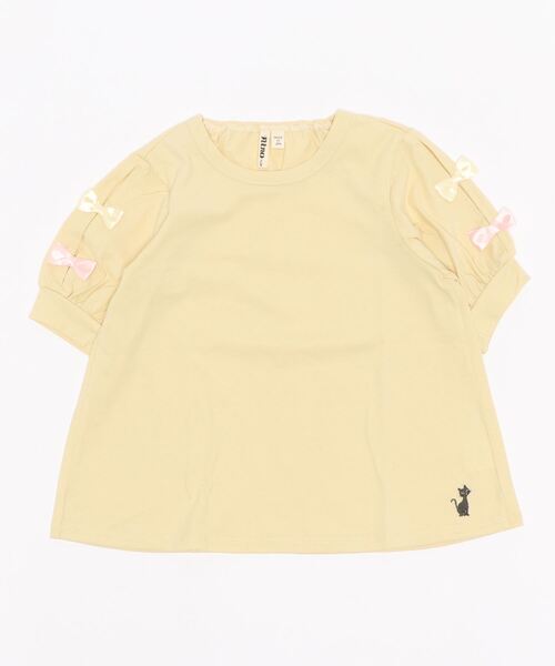 nino（ニノ）の「袖リボン　半袖Tシャツ（Tシャツ/カットソー・キッズ・レッド/オフホワイト/ブラック/ベビーピンク/クリーム・130cm/140cm/150cm）」の4枚目の写真