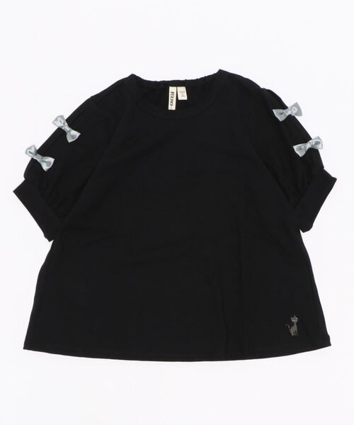 nino（ニノ）の「袖リボン　半袖Tシャツ（Tシャツ/カットソー・キッズ・レッド/オフホワイト/ブラック/ベビーピンク/クリーム・130cm/140cm/150cm）」の3枚目の写真