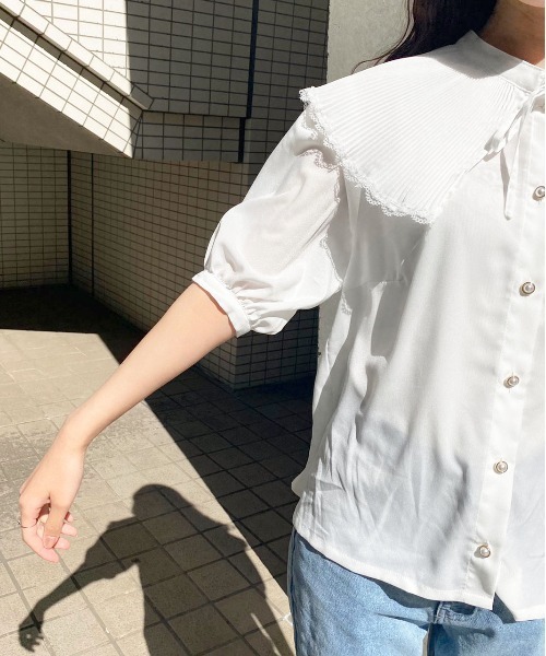apres jour(アプレジュール)の「プリーツ襟ブラウス【ZOZOTOWN限定アイテム】(シャツ/ブラウス・レディース・ピンクベージュ/オフホワイト/アイボリー・X-LARGE/フリー)」の10枚目の写真