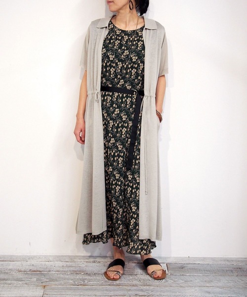 NICOLE white（ニコルホワイト）の「半袖ドロストロングカーディガン（カーディガン/ボレロ・レディース・ライトグレー/ブラック/キャメル・FREE）」の3枚目の写真