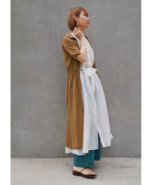 NICOLE white（ニコルホワイト）の「半袖ドロストロングカーディガン（カーディガン/ボレロ・レディース・ライトグレー/ブラック/キャメル・FREE）」の10枚目の写真