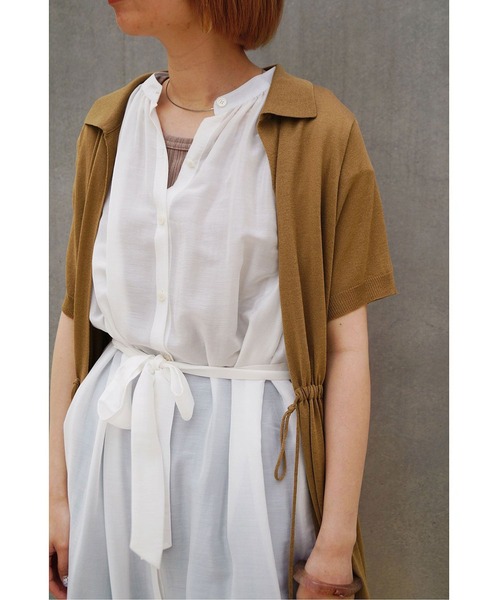 NICOLE white（ニコルホワイト）の「半袖ドロストロングカーディガン（カーディガン/ボレロ・レディース・ライトグレー/ブラック/キャメル・FREE）」の21枚目の写真