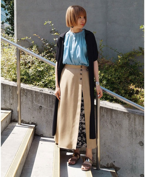 NICOLE white（ニコルホワイト）の「半袖ドロストロングカーディガン（カーディガン/ボレロ・レディース・ライトグレー/ブラック/キャメル・FREE）」の12枚目の写真