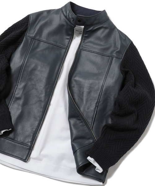 MEN'S BIGI（メンズビギ）の「ラムレザークロームタンニング ハイブリッドライダース（ライダースジャケット・メンズ・ネイビー/ブラック/ライトベージュ・02/01/03/04）」の3枚目の写真