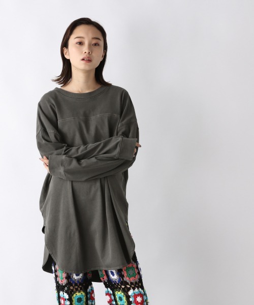 JEANASIS(ジーナシス)の「フロントバックキリカエBIGロンT/215966(Tシャツ/カットソー・レディース・ホワイト/ブラック/ピンク・FREE)」の3枚目の写真