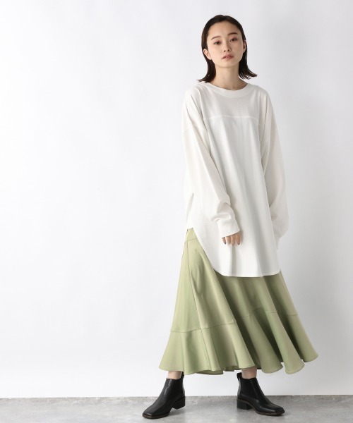 JEANASIS(ジーナシス)の「フロントバックキリカエBIGロンT/215966(Tシャツ/カットソー・レディース・ホワイト/ブラック/ピンク・FREE)」の4枚目の写真