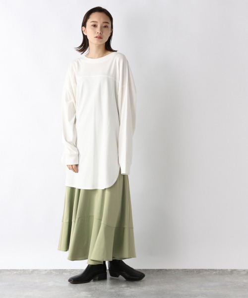 JEANASIS(ジーナシス)の「フロントバックキリカエBIGロンT/215966(Tシャツ/カットソー・レディース・ホワイト/ブラック/ピンク・FREE)」の5枚目の写真