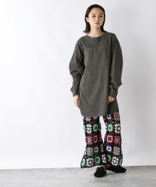 JEANASIS(ジーナシス)の「フロントバックキリカエBIGロンT/215966(Tシャツ/カットソー・レディース・ホワイト/ブラック/ピンク・FREE)」の7枚目の写真