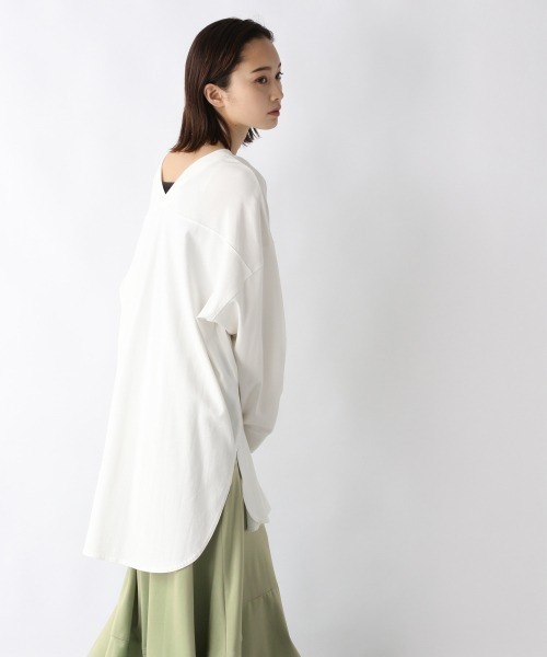 JEANASIS(ジーナシス)の「フロントバックキリカエBIGロンT/215966(Tシャツ/カットソー・レディース・ホワイト/ブラック/ピンク・FREE)」の6枚目の写真