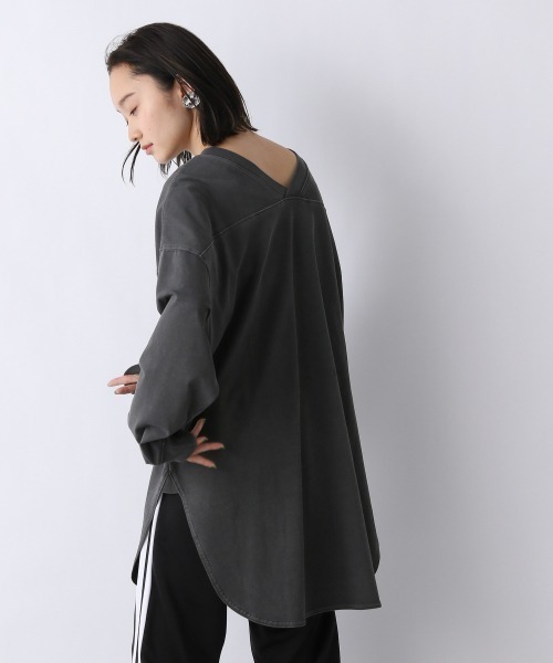 JEANASIS(ジーナシス)の「フロントバックキリカエBIGロンT/215966(Tシャツ/カットソー・レディース・ホワイト/ブラック/ピンク・FREE)」の8枚目の写真