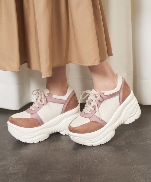 MIIA（ミーア）の「厚底スニーカー（スニーカー・レディース・ブラック/オフホワイト/ピンク・MEDIUM/LARGE）」の10枚目の写真