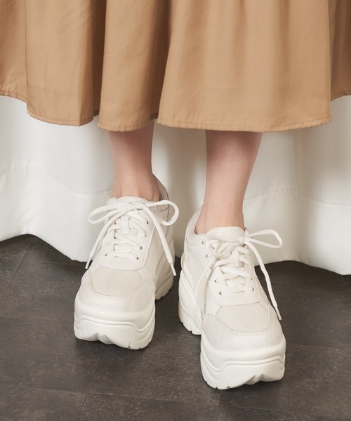 MIIA（ミーア）の「厚底スニーカー（スニーカー・レディース・ブラック/オフホワイト/ピンク・MEDIUM/LARGE）」の5枚目の写真