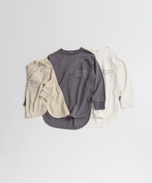 ロング丈刺繍ポケット長袖Tシャツ■80～140cm