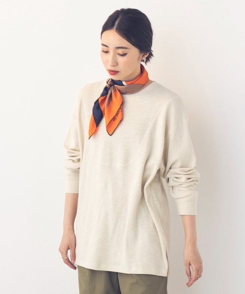 khakito（カーキト）の「綿100% 海軍 ハニカムリブバスト切替 プルオーバー（Tシャツ/カットソー・レディース・ダークオレンジ/ブラック/オフホワイト・FREE）」の2枚目の写真