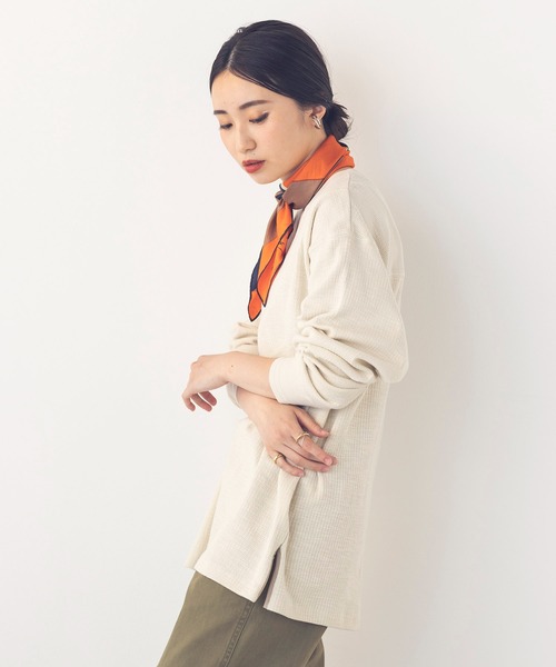 khakito（カーキト）の「綿100% 海軍 ハニカムリブバスト切替 プルオーバー（Tシャツ/カットソー・レディース・ダークオレンジ/ブラック/オフホワイト・FREE）」の7枚目の写真