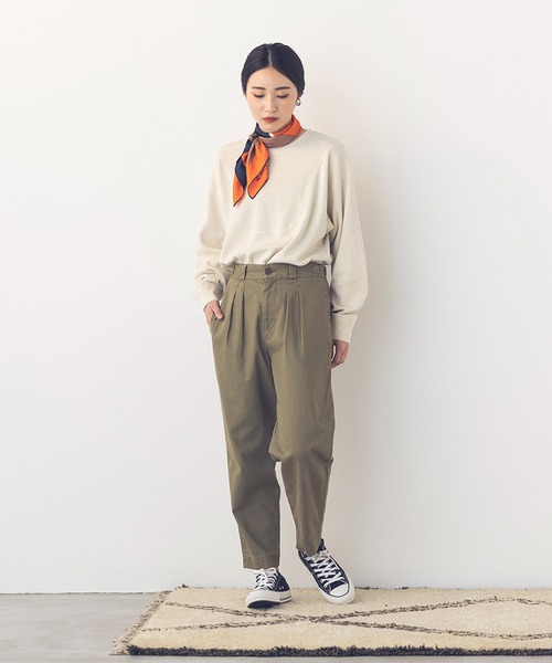 khakito（カーキト）の「綿100% 海軍 ハニカムリブバスト切替 プルオーバー（Tシャツ/カットソー・レディース・ダークオレンジ/ブラック/オフホワイト・FREE）」の11枚目の写真