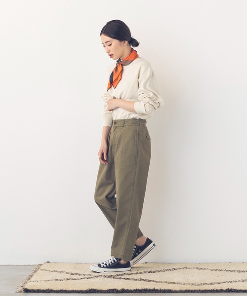 khakito（カーキト）の「綿100% 海軍 ハニカムリブバスト切替 プルオーバー（Tシャツ/カットソー・レディース・ダークオレンジ/ブラック/オフホワイト・FREE）」の12枚目の写真