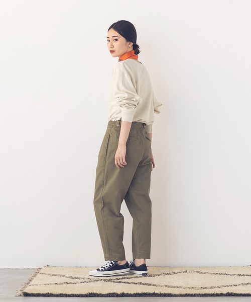 khakito（カーキト）の「綿100% 海軍 ハニカムリブバスト切替 プルオーバー（Tシャツ/カットソー・レディース・ダークオレンジ/ブラック/オフホワイト・FREE）」の13枚目の写真