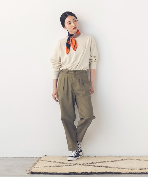 khakito（カーキト）の「綿100% 海軍 ハニカムリブバスト切替 プルオーバー（Tシャツ/カットソー・レディース・ダークオレンジ/ブラック/オフホワイト・FREE）」の4枚目の写真