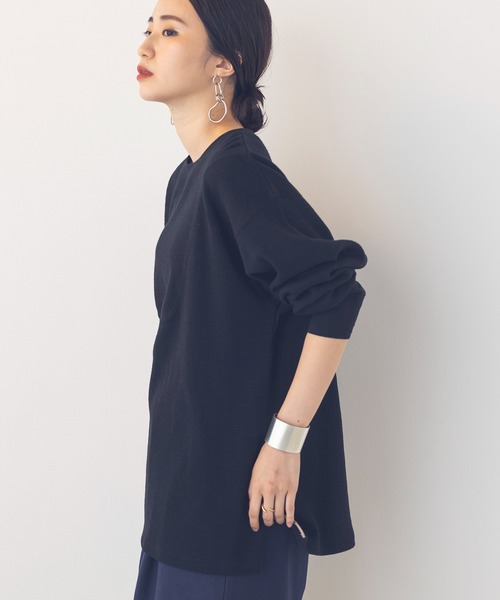 khakito（カーキト）の「綿100% 海軍 ハニカムリブバスト切替 プルオーバー（Tシャツ/カットソー・レディース・ダークオレンジ/ブラック/オフホワイト・FREE）」の16枚目の写真