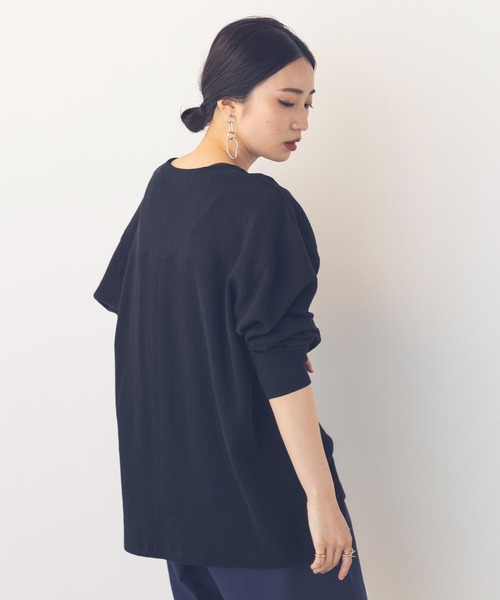 khakito（カーキト）の「綿100% 海軍 ハニカムリブバスト切替 プルオーバー（Tシャツ/カットソー・レディース・ダークオレンジ/ブラック/オフホワイト・FREE）」の17枚目の写真