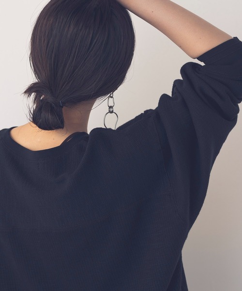 khakito（カーキト）の「綿100% 海軍 ハニカムリブバスト切替 プルオーバー（Tシャツ/カットソー・レディース・ダークオレンジ/ブラック/オフホワイト・FREE）」の18枚目の写真