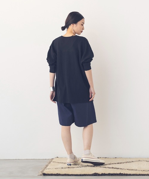 khakito（カーキト）の「綿100% 海軍 ハニカムリブバスト切替 プルオーバー（Tシャツ/カットソー・レディース・ダークオレンジ/ブラック/オフホワイト・FREE）」の22枚目の写真