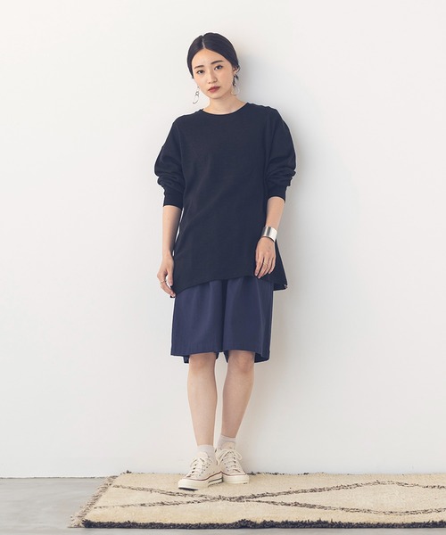 khakito（カーキト）の「綿100% 海軍 ハニカムリブバスト切替 プルオーバー（Tシャツ/カットソー・レディース・ダークオレンジ/ブラック/オフホワイト・FREE）」の5枚目の写真