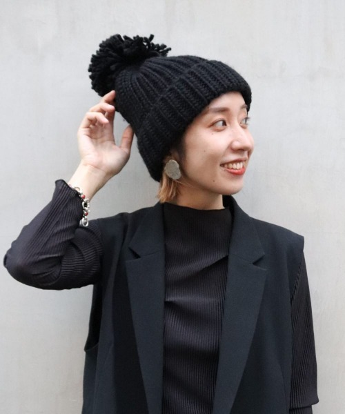 milsa（ミルサ）の「milsa BigPon Knit Watch（ニットキャップ/ビーニー・レディース・グレー/レッド/ホワイト/ベージュ/ブラック・XS(55㎝）/L(58cm)）」の22枚目の写真