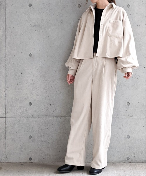 Per sist ence（パーシエンス）の「Per sist ence/パーシエンス　コーデュロイ タック入りセンターシームパンツ（その他パンツ・レディース・ベージュ/ブラウン/アイボリー・FREE）」の9枚目の写真