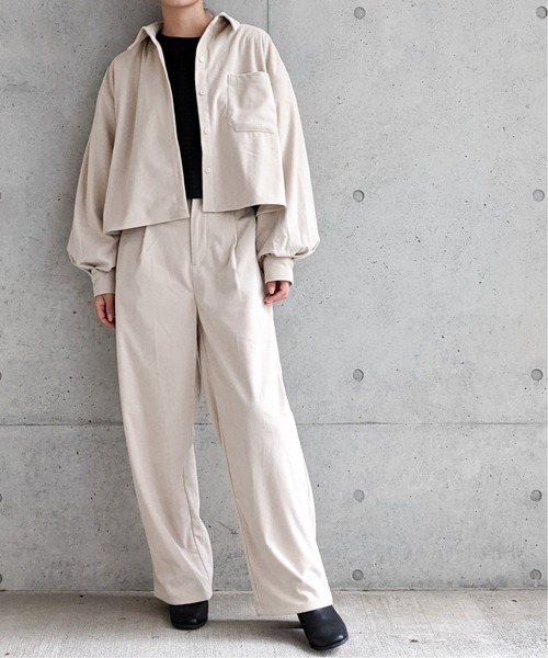 Per sist ence（パーシエンス）の「Per sist ence/パーシエンス　コーデュロイ タック入りセンターシームパンツ（その他パンツ・レディース・ベージュ/ブラウン/アイボリー・FREE）」の6枚目の写真