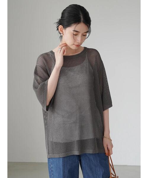 AMERICAN HOLIC（アメリカンホリック）の「透かし編みニットプルオーバー（ニット/セーター・レディース・キャメル/ライトグレー/チャコールグレー・FREE）」の8枚目の写真