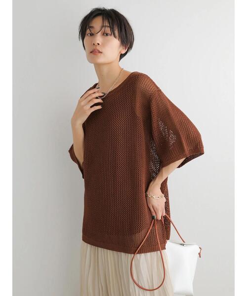 AMERICAN HOLIC（アメリカンホリック）の「透かし編みニットプルオーバー（ニット/セーター・レディース・キャメル/ライトグレー/チャコールグレー・FREE）」の9枚目の写真