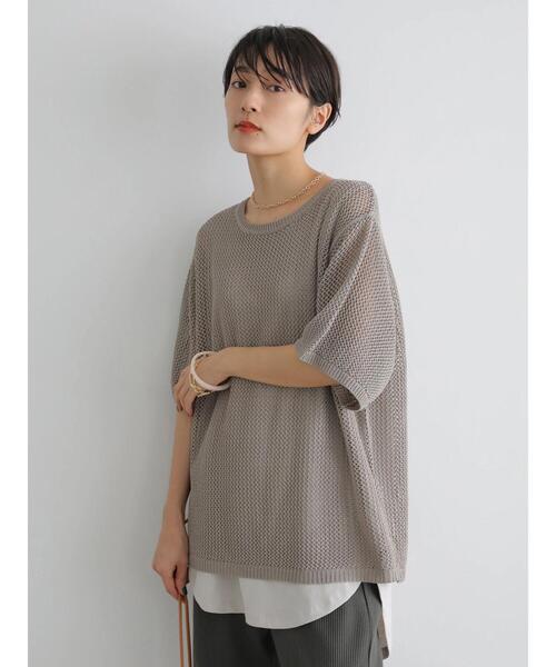 AMERICAN HOLIC（アメリカンホリック）の「透かし編みニットプルオーバー（ニット/セーター・レディース・キャメル/ライトグレー/チャコールグレー・FREE）」の10枚目の写真