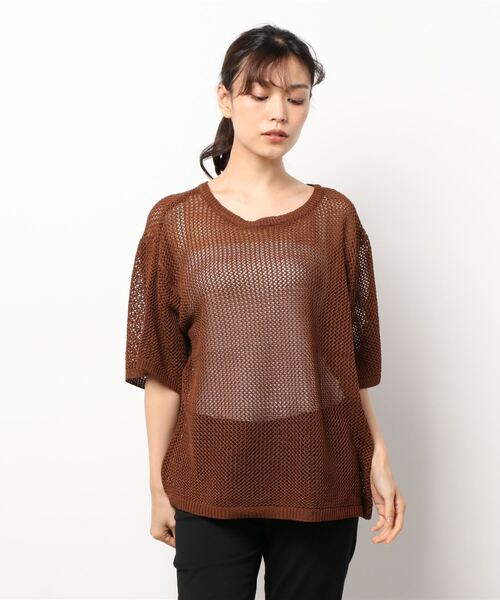 AMERICAN HOLIC（アメリカンホリック）の「透かし編みニットプルオーバー（ニット/セーター・レディース・キャメル/ライトグレー/チャコールグレー・FREE）」の6枚目の写真