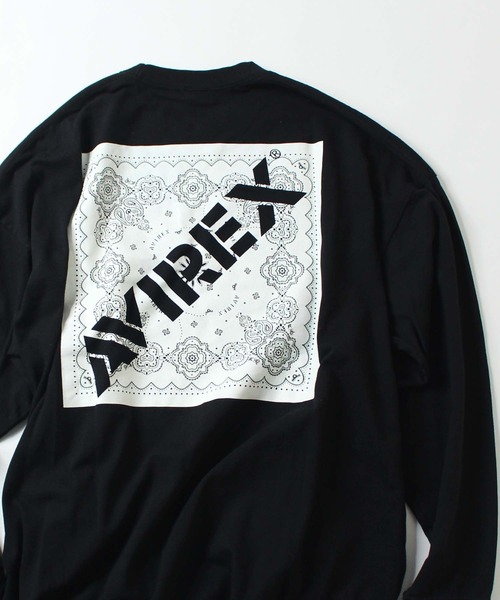 AVIREX（アヴィレックス）の「【直営店限定】バンダナプリント ボックス ロゴ 長袖 Tシャツ / BANDANA PRINT BOX LOGO LS T-SHIRT/アヴィレックス/AVIREX（Tシャツ/カットソー・メンズ・ブラック/レッド/クリアレッド/ブラック系その他・MEDIUM/LARGE/X-LARGE/XX-LARGE）」の12枚目の写真