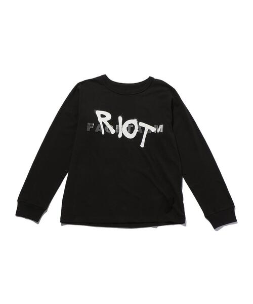 RIOT FACETASM(ライオットファセッタズム)の「<RIOT FACETASM> LOGO LSL TEE/カットソー(Tシャツ/カットソー・メンズ・ライトブルー/ブラック・L/XL)」の2枚目の写真