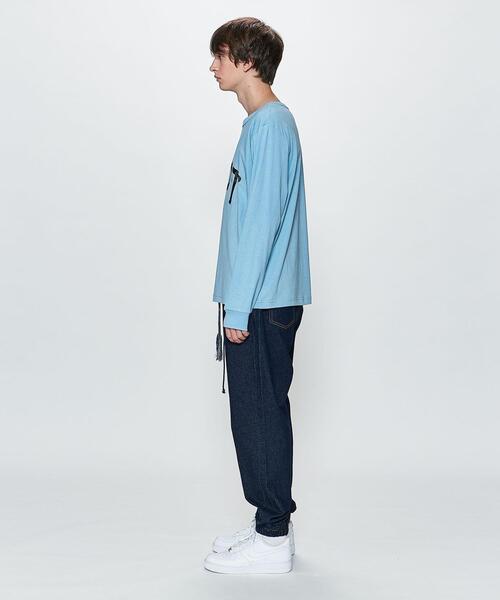 RIOT FACETASM(ライオットファセッタズム)の「<RIOT FACETASM> LOGO LSL TEE/カットソー(Tシャツ/カットソー・メンズ・ライトブルー/ブラック・L/XL)」の5枚目の写真