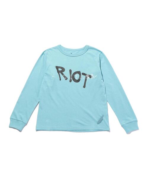 RIOT FACETASM(ライオットファセッタズム)の「<RIOT FACETASM> LOGO LSL TEE/カットソー(Tシャツ/カットソー・メンズ・ライトブルー/ブラック・L/XL)」の9枚目の写真
