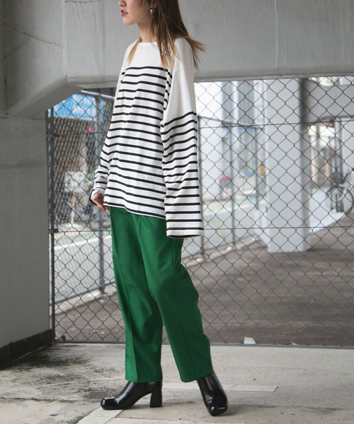 bohmal（ボマール）の「ビッグパネルボーダーバスクシャツ（Tシャツ/カットソー・レディース・ブラック/ベージュ・MEDIUM）」の18枚目の写真