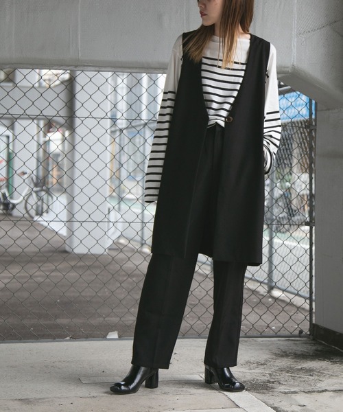 bohmal（ボマール）の「ビッグパネルボーダーバスクシャツ（Tシャツ/カットソー・レディース・ブラック/ベージュ・MEDIUM）」の22枚目の写真