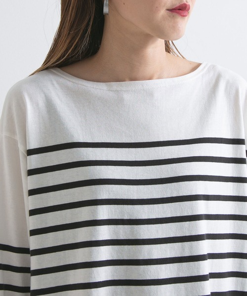 bohmal（ボマール）の「ビッグパネルボーダーバスクシャツ（Tシャツ/カットソー・レディース・ブラック/ベージュ・MEDIUM）」の17枚目の写真