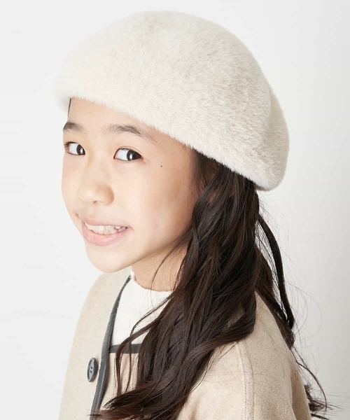a.v.v（アーヴェヴェ）の「[KIDS]シャギーベレー（ハンチング/ベレー帽・キッズ・ピンク/アイボリー・54）」の2枚目の写真