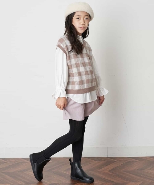 a.v.v（アーヴェヴェ）の「[KIDS]シャギーベレー（ハンチング/ベレー帽・キッズ・ピンク/アイボリー・54）」の5枚目の写真