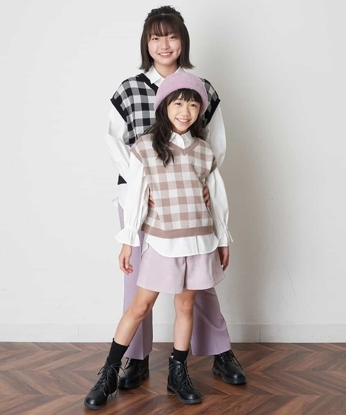 a.v.v（アーヴェヴェ）の「[KIDS]シャギーベレー（ハンチング/ベレー帽・キッズ・ピンク/アイボリー・54）」の14枚目の写真
