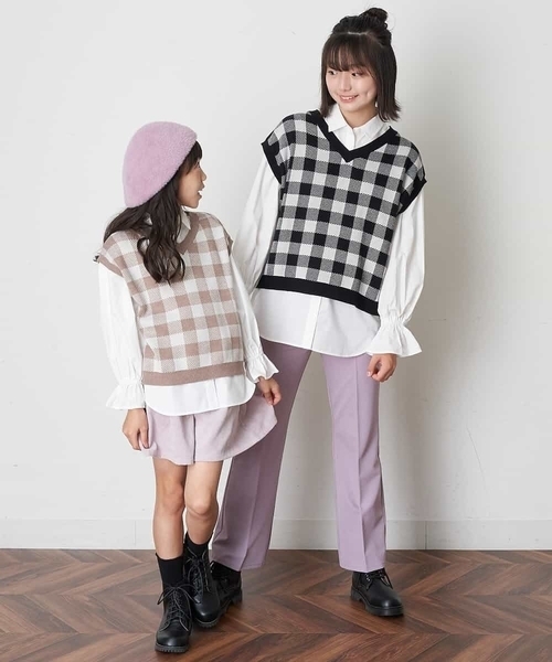 a.v.v（アーヴェヴェ）の「[KIDS]シャギーベレー（ハンチング/ベレー帽・キッズ・ピンク/アイボリー・54）」の15枚目の写真