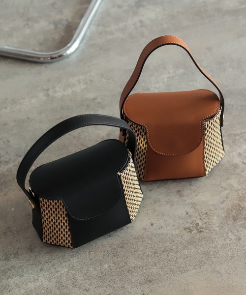 NOMBRE IMPAIR(ノンブルアンペール)の「マルコビアンキーニ ラフィア×レザーコンビBAG(ショルダーバッグ・レディース・ブラック/ブラウン・FREE)」の9枚目の写真